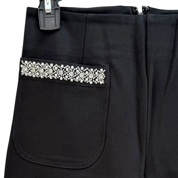 Anthropologie The Colette Cropped Wide-Leg Pants Maeve Rhinestone Pocket Size 24 - Picture 7 of 13